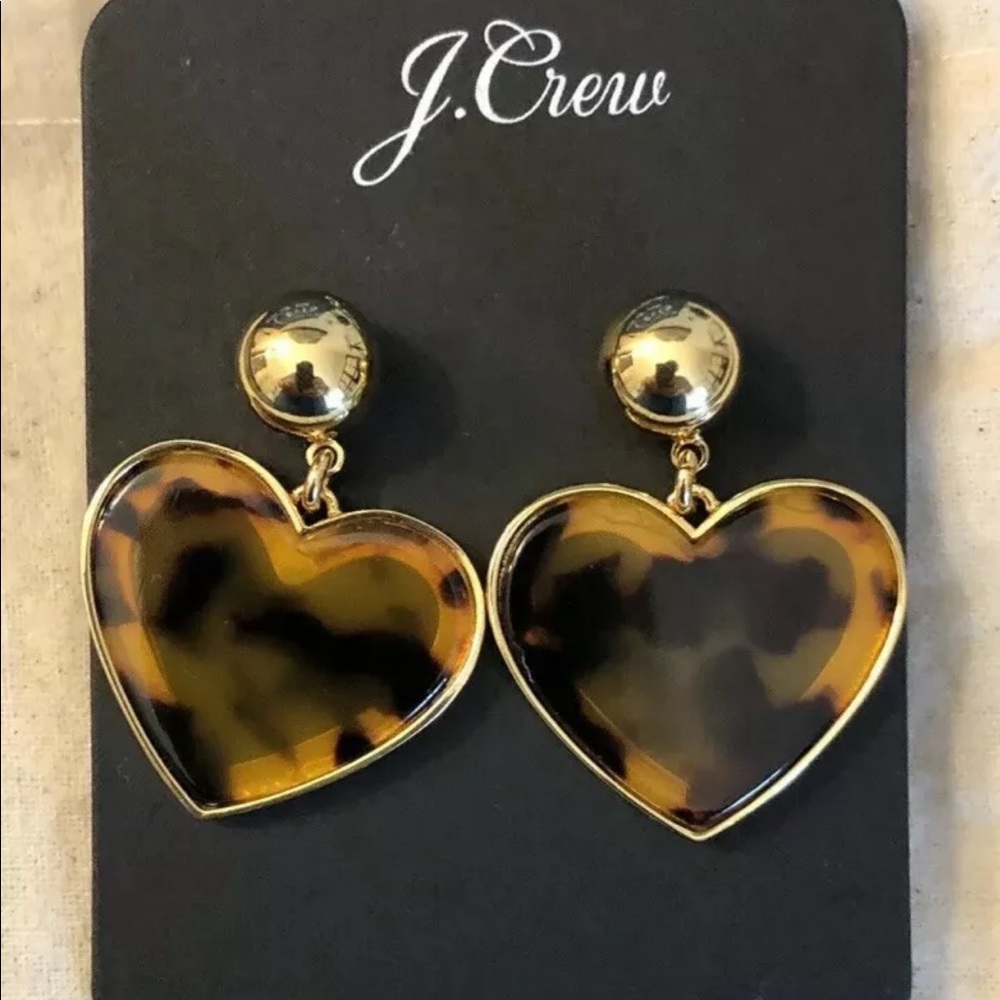 NWT J.Crew HEART DROP EARRINGS IN ACETATE/TORTOISE